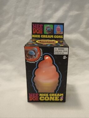 Nee Doh Nice Cream Cone Squeeze Toy - Orange Yellow Swirl NIB Sealed